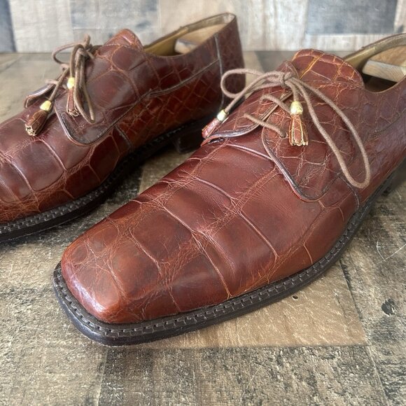 David Eden Square Toe Alligator Oxford Dress Shoes Mens 12 main image 11